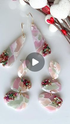 the video shows how to make statement earrings with acrylic paint and beading