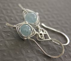 Pale blue aquamarine sterling silver earrings with by IngoDesign, $26.00 Short Earrings, Niagara Falls New York, Aquamarine Earrings, Shawl Pins, Aquamarine Stone, Aquamarine Blue, Silver Wire, Pale Blue, Niagara Falls