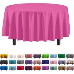 a round table covered in various colors