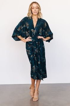 Spain Outfit Ideas, Black Floral Pattern, Baltic Born, Ruffle Midi Dress, Ruched Midi Dress, Satin Midi Dress, Kimono Dress, Blue Midi Dress, Shop Maxi Dresses