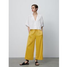 Nwt Zara Satin Effect High Waisted Bloggers Fav Mustard Yellow Wide Leg Pant Xs High Waisted Elastic Waistband Wide Leg Drawstring Satin Effect Bloggers Fav Mom Pants, Ankle Dress Pants, Yellow Pants, Nike Tennis Dress, Work Wear Women, Tennis Dress, Wide Leg Pant, Black Dress Pants, Zara Pants