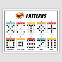 a printable pattern for the guitar chords