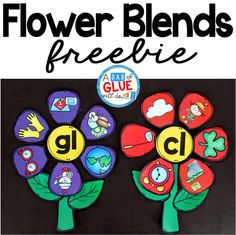 two flowers with the words flower blends freebie written on them, and an image of