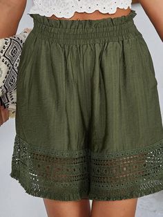 Women's Shorts Lace Panel Hollow Wide-leg Shorts Wide Leg Shorts, Stil Boho, Bohemian Summer, Summer Lace, Loose Fabric, Lace Patchwork, Weave Style, Casual Design, Loose Pants