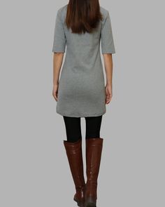 * A simple cotton dress with half sleeves. * Mid-thigh length, you can match with leggings or wear it as a mini dress. * Material: 95% cotton, 5% Spandex * Support 7 days return to get full refund on item without any reason. * Can custom size and colors, lead time is 6-8 days; * Let us know your usual size in your country and your overall height. * If you have some specific request or special characters such as broad shoulder, long arms, long waist, etc you think we need pay attention to when ma Simple Cotton Dress, Dress Half Sleeve, Cotton Tunic Dress, Cotton Tunic Tops, Crew Neck Dress, Cotton Tunic, Half Sleeve Dresses, Dress Short Sleeve, Crewneck Dress