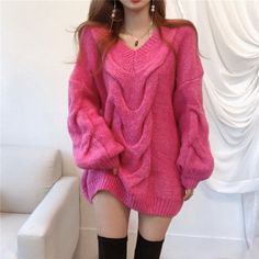 Sweater dress Size Chartlength 78 bust 122   sleeve 43   shoulder 65The product is measured in "cm".1 inch = 2.54 CM, 1 CM = 0.39 inchsize may have 1-3CM errors because of manual measuremtBuyer show: Oversized V-neck Sweater Dress For Winter, Fitted V-neck Acrylic Sweater, Fitted Long Sleeve Knitted V-neck Sweater, Fitted Long Sleeve V-neck Knitted Sweater, Acrylic Long Sleeve V-neck Sweater For Winter, Acrylic V-neck Sweater With Long Sleeves For Winter, Casual Long Sleeve Acrylic Sweater Dress, Pink Long Sleeve V-neck Sweater, Winter Pink Knit Sweater Dress