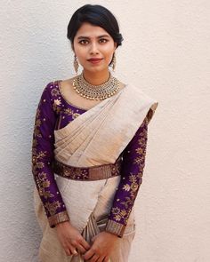 Dakshina Ceremony Looks For Both The Bride And Groom | WedMeGood Designer Blouse Patterns Unique Latest, Designer Blouse Patterns Unique, Belted Saree, Trending Blouse Designs, Full Sleeves Blouse, Full Sleeves Blouse Designs, Trending Blouse, Kerala Saree Blouse Designs, Belted Blouse