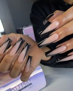 Black V Nails Coffin, Long V Tip Nails, Black V Shape French Tip Nails, Black V Tip Acrylic Nails, Black Long French Tip Nails, Black V Nails, Black Triangle French Tip Nails, Black V Tip Nails, Sharp French Tip