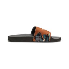 Help kids take on summer heat with style thanks to these kids slide sandals. Made with PU outsoles and an edge-to-edge strap that will never peel, crack, or fade, these sandals are made for adventures, play, and longevity. The straps are made with neoprene and polyester to avoid chafing while the ergonomic sole keeps kids playing with no discomfort. .: Material: polyurethane (PU) outsoles / polyester & neoprene straps.: Outsole color options: black & white.: Printed strap surface.: Includes bran Brown Non-slip Slides For The Beach, Brown Slide Slippers For Summer, Brown Synthetic Slide Sport Sandals, Adjustable Brown Slides For Beach, Brown Slide Flip Flops For The Beach, Brown Slip-on Slides For Vacation, Brown Slide Flip Flops For Summer, Brown Slides For Vacation, Brown Slide Flip Flops With Cushioned Footbed