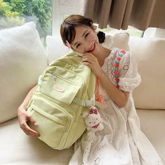 TAVIMART - New Multi-pocket Women Backpack High Quality Youth Waterproof Backpacks for Teenage Girls Boys Laptop School Bag Bagpack Green Backpack With Pockets For Students, Student Backpack With Pockets In Green, Waterproof Backpack, Teenage Girls, School Bag, Bagpack, Yellow Black, Womens Backpack, Cute Dresses