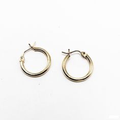 Vintage  Hoop Earrings .84 grams Classic 14k Stamped Hoop Earrings, Classic Pierced Huggie Hoop Earrings, Classic Hinged 14k Gold Hoop Earrings, Minimalist Hallmarked Hoop Earrings For Formal Occasions, Classic Pierced Hoop Earrings For Anniversary, Classic Hoop Huggie Earrings, Formal Minimalist Hallmarked Hoop Earrings, Classic Round Hoop Earrings Pierced, Everyday Hoop Earrings With Hinged Closure