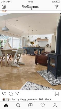 an instagram photo of a living room and kitchen