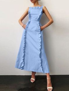 Classy Dress, Fashion Sewing, Simple Dresses, Blue Dress, Look Fashion, Classy Outfits, Pretty Dresses, Elegant Dresses, Chic Outfits