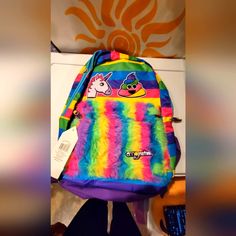 Emojination Rainbow Backpack - Like New With Tags Rainbow Backpack, Pink Yellow, Bag Lady, Like New, Backpacks, Rainbow, Tags, Yellow, Pink