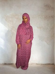 A stunning and spacious prayer dress featuring an elegant pattern. Perfect for any occasion and crafted from soft, breathable fabric for all-day comfort. Comes with an attached hijab Features a zip closure at the chest Cuffed wrists for a secure fit Spacious design, suitable for UK size 6 - 16 Modest Pink Abaya For Eid, Modest Maxi Length Thobe For Eid, Pink Abaya, Dress Islamic, Prayer Dress, Abaya Design, Dress Abaya, Head Coverings, Islamic Dress