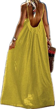 Sling Dress, U Neck, Yellow Dress, Solid Color, Collage, Yellow, Dresses, Pins, Color