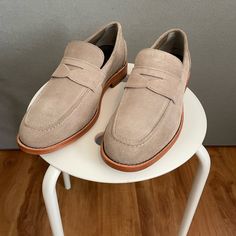 Brand New Without The Box, Suede Beige Moccasins For Business, Beige Plain Toe Business Loafers, Modern Beige Loafers For Business, Beige Slip-on Dress Shoes For Business, Cushioned Footbed Loafers For Office, Beige Oxfords For Business, Denim Jeans Fashion, Jeans Fashion, Shoes Loafers