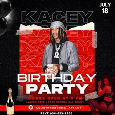 the birthday party flyer for kagey