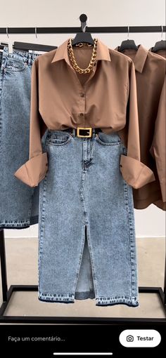 Denim Skirt Outfits, Classy Casual Outfits, Stylish Work Outfits, Clothes Rack, Casual Chic Outfit, Business Outfit, Casual Work Outfits, Modest Fashion Outfits