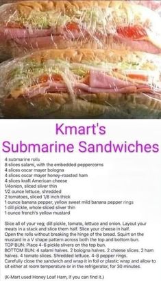 the recipe for kimart's submarine sandwiches