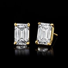 Ross-Simons - 2.00ct t. w. Emerald-Cut Lab Grown Diamond Stud Earrings in 14kt Yellow Gold. Embrace ample and elegant emerald-cut studs at a fantastic price. Our gorgeous earrings boast 2.00 ct. t. w. lab-grown diamonds with their beautiful, elongated facets on full display. Finely crafted in polished 14kt yellow gold. Lab-grown diamonds are identical to mined diamonds according to their optical, physical and chemical properties. All Ross-Simons lab-grown diamond jewelry in 14kt gold and platinu Formal Yellow Gold Emerald Cut Diamond Earrings, Classic Formal Baguette Cut Diamond Earrings, Gia Certified Yellow Gold Diamond Earrings For Formal Occasions, Classic Baguette Cut Earrings For Anniversary, Formal Gia Certified Yellow Gold Diamond Earrings, Classic Emerald Cut Earrings For Formal Occasions, Classic 14k Gold Gia Certified Earrings, Classic Yellow Gold Baguette Cut Earrings, Classic Diamond Earrings With Baguette Cut And Prong Setting