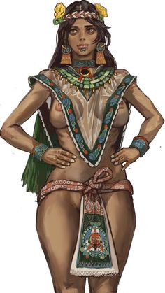 Aztec Character Art, Mossacannibalis Art, Native American Indians Women, Native American Character Design, Amazonian Women, Aztec Women, Aztec Princess