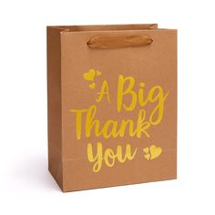 a brown paper bag with the words'a big thank you'written on it