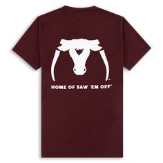 Show your Aggie Spirit with this maroon Saw' Em Off NSC 2024 T-Shirt! Soft, stylish, and comfortable, it's the perfect way to show your Aggie pride! It has Saw' Em Off with the SEO logo printed in white on the back, with Aggieland Outfitters and College Station, Texas printed in white on the front. Get this one-of-a-kind t-shirt while they last! Red Collegiate T-shirt For College, Ncat Aggies, Aggie Tshirts, Aggie Baseball, College Station, Maroon Color, ? Logo, T Shirt