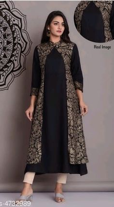 Jacket Style Kurti, Kurti With Jacket, Kurti Sleeves, Kurta And Palazzo, Silk Kurti Designs, Long Kurti, Pakistani Fashion Party Wear, Palazzo Set