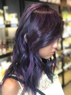 Purple Wolfcut, Purple Shag Hair, Purple Layered Hair, Violet Short Hair, Silly Hairstyles, Purple Ombre Hair, Plum Hair, Short Ombre Hair, Lavender Hair