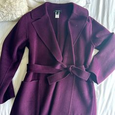 Never Worn!! Deep Plum Beautiful Duster By Ann Taylor. Too Small In My Arms, Sadly, With Long Sleeve Tops. I’m A True M/L With Jackets Especially In The Fall/Winter With Layers Purple Long Coat, Plum Jacket, Taylor Purple, In My Arms, Purple Coat, Deep Plum, Business Formal, Fashion Baby, In The Fall