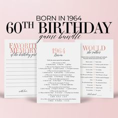 an image of a birthday card with the words, born in 1934 and 60th birthday