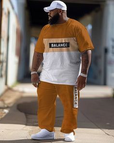 Orange Style, Trousers Casual, Shirt Pant Set, Street Culture, Orange Fashion, Block Design, Casual Clothing, Tall Guys, Shirt And Pants