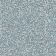 an abstract blue and beige wallpaper with wavy lines on it, in the shape of circles