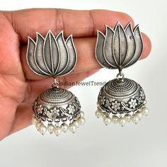 German Silver Earrings/Oxidized Earrings/Antique Silver/Silver Look-Alike/Lightweight/Tribal/Afghani/Indian Jewelry/Boho Jewelry/Pakistani Jhumki With Oxidised Plating Length 2.1 inches and Width 1 inch Trendy Design Oxidized Earring Oxidized Earrings, Jewelry Pakistani, San Ramon, Pearl Bangle, Earrings Antique, Two Daughters, Jewelry Boho, German Silver, Antique Earrings