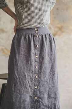 Linen Skirt Button Opening, Retro Flax Linen Midi Skirt, High Waist Linen Skirt - Etsy Kazakhstan Linen Button-up Bottoms With Pockets, Button-up Linen Bottoms With Pockets, Casual Linen Skirt With Button Closure, Relaxed Linen Skirt With Button Closure, Linen Skirt Outfit, Linen Midi Skirt, Skirt Casual, Womens Skirts, Skirt High Waist