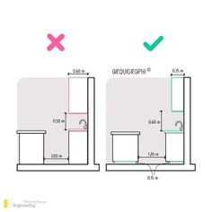 a bathroom with two sinks and a toilet in it, measurements for each sink area