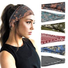 PRICES MAY VARY. HIGH QUALITY: The womens headbands are made of polyester and spandex. These headbands are breathable, stretchy, sweat absorbing, extreme soft and comfortable! SIZE: The width not stretched is about 9.25 inch, height is about 3.9 inch, the maximum width after stretch is about 15 inch.One size fits most, not too tight or too loose. NICE DESIGN: Because the headband is wide, you can keep the headband narrow or wide freely by folding it, or as a scrunchie to pull back your hair. You Boho Headbands, Autumn Hair Accessories, Yoga Hair, Running Headbands, Athletic Headbands, Long To Short Hair, Workout Hairstyles, Stil Boho, Workout Headband