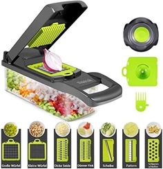 the vegetable slicer is open and ready to be cut into smaller pieces with other accessories