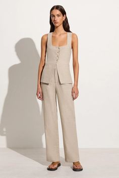 Isotta Pant Natural Matching Vest And Pants Outfit, Two Piece Pant Set Formal, Deep Autumn, Vest Style, Timeless Wardrobe, Maxi Dress Sale, January 2024, Faithfull The Brand, Linen Style