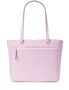 11.5"h x 13"w x 5.75"dstrap length: 12"nylontwo way spade jacquard liningtote with zip closureinterior slide pocketdual interior slide pocketsexterior zip pocketstyle # wkru6511Color: Serendipity Pink Cute Pink Handbag, Kate Spade Purse Pink, Y2k Bags, Pink Handbag, Birthday Inspo, Kate Spade Totes, Accessories Bags Shoes, Kate Spade Tote Bag, Bag Essentials