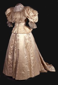 Wedding Dress, 1896, via The Bowes Museum. Antique Wedding Gown, Antique Wedding Dresses, Sleeve Wedding Dress, Historical Dresses