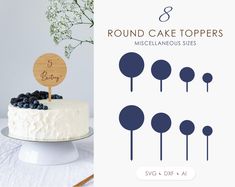 round cake toppers with blueberries on them