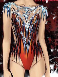 an image of a woman in a bodysuit with feathers on her chest and back