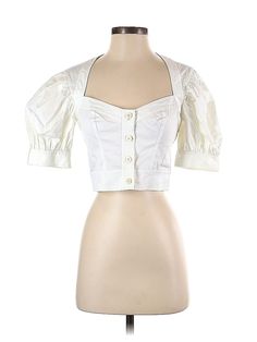 STAUD Short Sleeve Blouse Size: 2 Tops - used. 95% COTTON, 5% ELASTANE | STAUD Short Sleeve Blouse: White Tops - Size 2 White Short Sleeve Blouse, Blouse White, White Short, Short Sleeve Blouse, White Top, White Tops, Short Sleeves Tops, Sleeve Blouse, Women Handbags