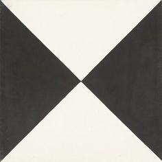 a black and white tile with two diagonals