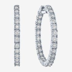 Features: Quick ShipDiamond Clarity: I1-I2Earring Back: HingedSetting: NickStone Cut: RoundDiamond Color: G-HMetal Color: WhiteEarring Length: 25mmEarring Width: 2.5mmRounded Carat Weight: 1/2 Ct. T.w.Metal: Sterling SilverCare: Wipe CleanStone Type: 48 Lab Grown DiamondAuthenticity: Lab Grown DiamondBirthstone: April BirthstoneEarrings Style: Hoop EarringsCountry of Origin: Imported White Diamond Cut Hoop Jewelry, White Diamond Hoop Earrings, Classic White Small Hoop Earrings, White Diamond Cut Small Hoop Earrings, White Small Hoop Jewelry With Prong Setting, White Small Hoop Diamond Cut Earrings, White Small Hoop Earrings With Prong Setting, Classic White Hoop Huggie Earrings, White Diamond Cut Hoop Earrings For Anniversary