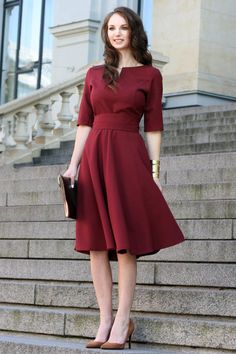 Plus Size Dress, Cocktail Dress, Womens Dress, Red Dress, Burgundy Working Dress, Dark Red Dresses, Red Cocktail Dress, Rust Dress, Burgundy Dress, Knee Dress, Luxury Dress, Work Outfits, Plus Size Dress