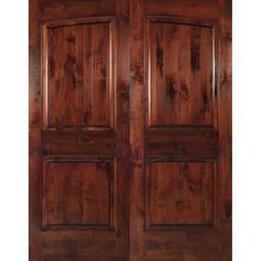 Krosswood Knotty Alder 2-Panel Common Arch Double Doors | UberDoors Chestnut Stain, Red Mahogany Stain, Double Doors Exterior, Wood Hinges, Red Chestnut, Stained Doors, Wood Exterior Door, Arch Architecture, Double French Doors