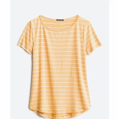 Never Worn. Adorable Mustard Yellow Top With White Stripes. Button Back Detail. Short Sleeve With Scoop Neckline. Striped Crew Neck Top With Buttons, Casual Everyday T-shirt With Buttons, Striped Tops With Buttons, Everyday Striped Buttoned Tops, Everyday Striped Tops With Buttons, Everyday Spring T-shirt With Buttons, Casual Striped Tops With Buttons, Mustard Yellow Top, Pink Clover